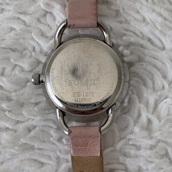Fossil F2 Pink Alligator Genuine Leather Strap Crystal Rhinestone Watch ES-1273 - Picture 6 of 6